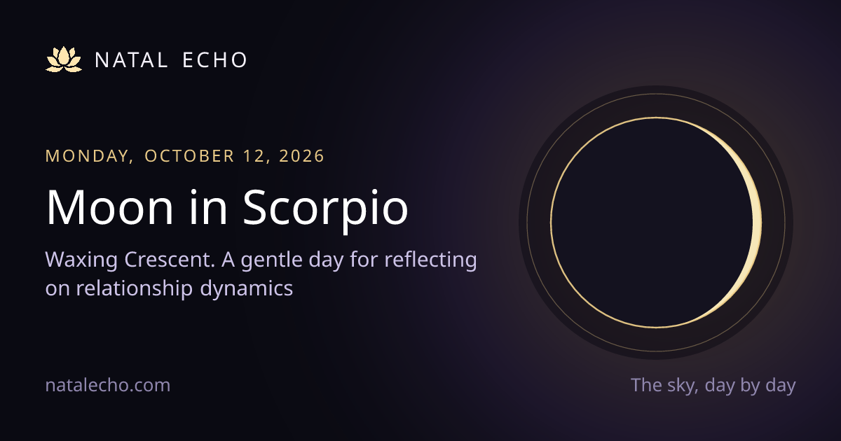 Oct 12, 2026: Moon in Scorpio and Sun in Libra