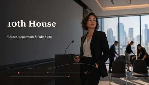 10th House in Astrology: Career, the Midheaven & Public Reputation hero image explaining the natal house meaning and chart life area