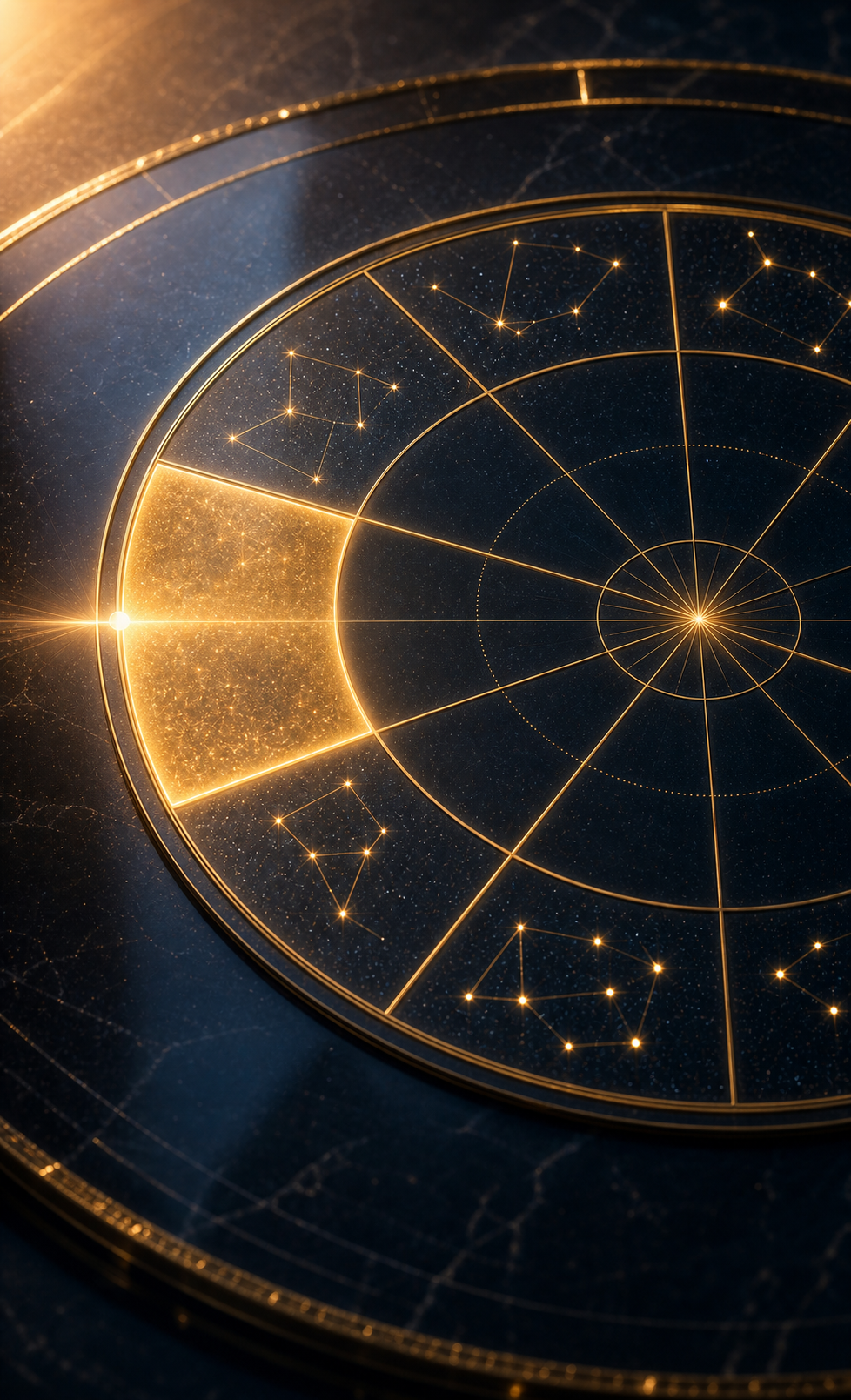 1st House chart wheel image with the Ascendant sector glowing like a sunrise gateway