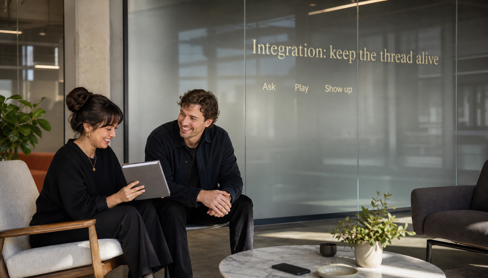 Modern studio lounge scene showing how to keep a Gemini relationship engaged