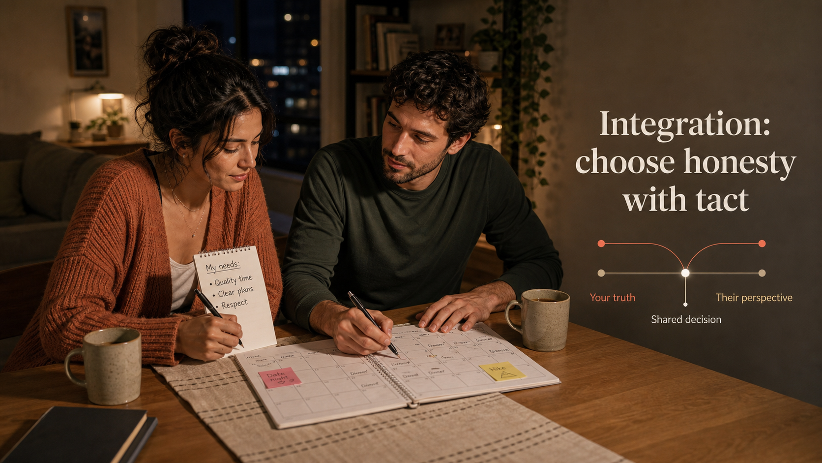 Aries and Libra compatibility integration image showing partners choosing honesty with tact