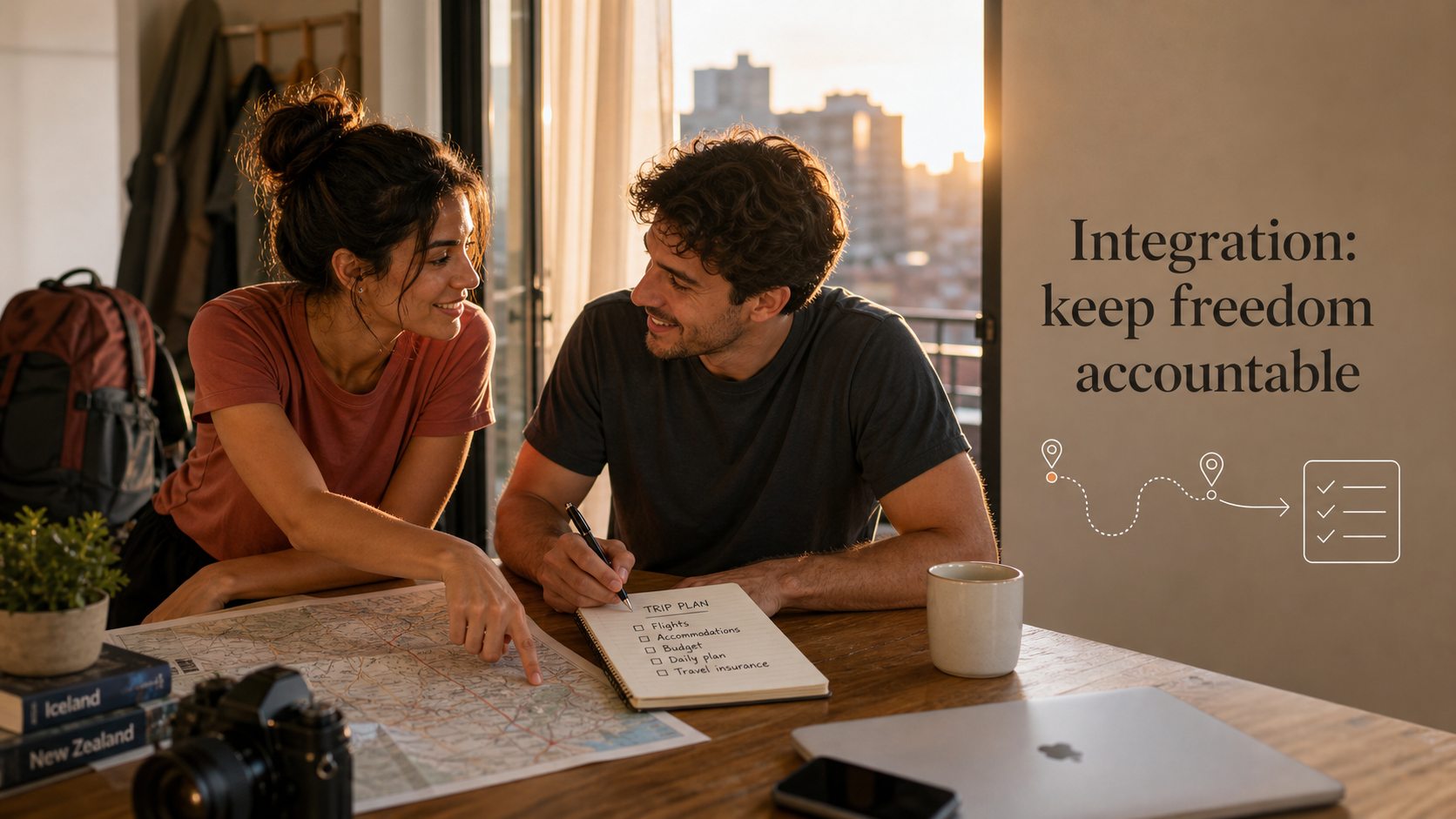 Aries and Sagittarius compatibility integration image showing partners keeping freedom accountable
