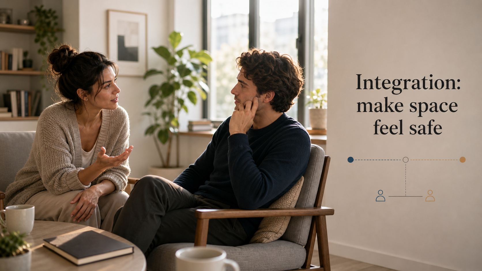 Cancer and Aquarius compatibility integration image showing partners making space feel safe