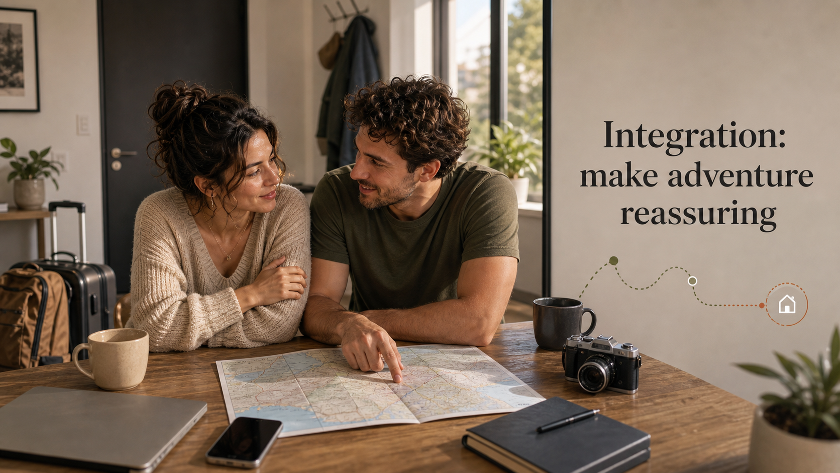 Cancer and Sagittarius compatibility integration image showing partners making adventure reassuring