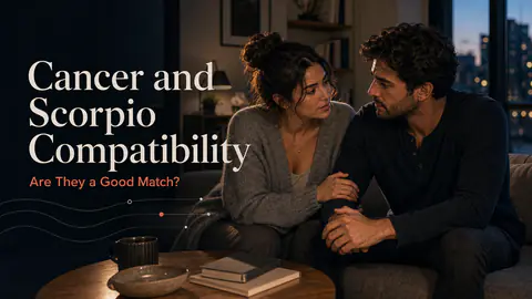 Cancer and Scorpio compatibility image showing love, trust, and emotional depth