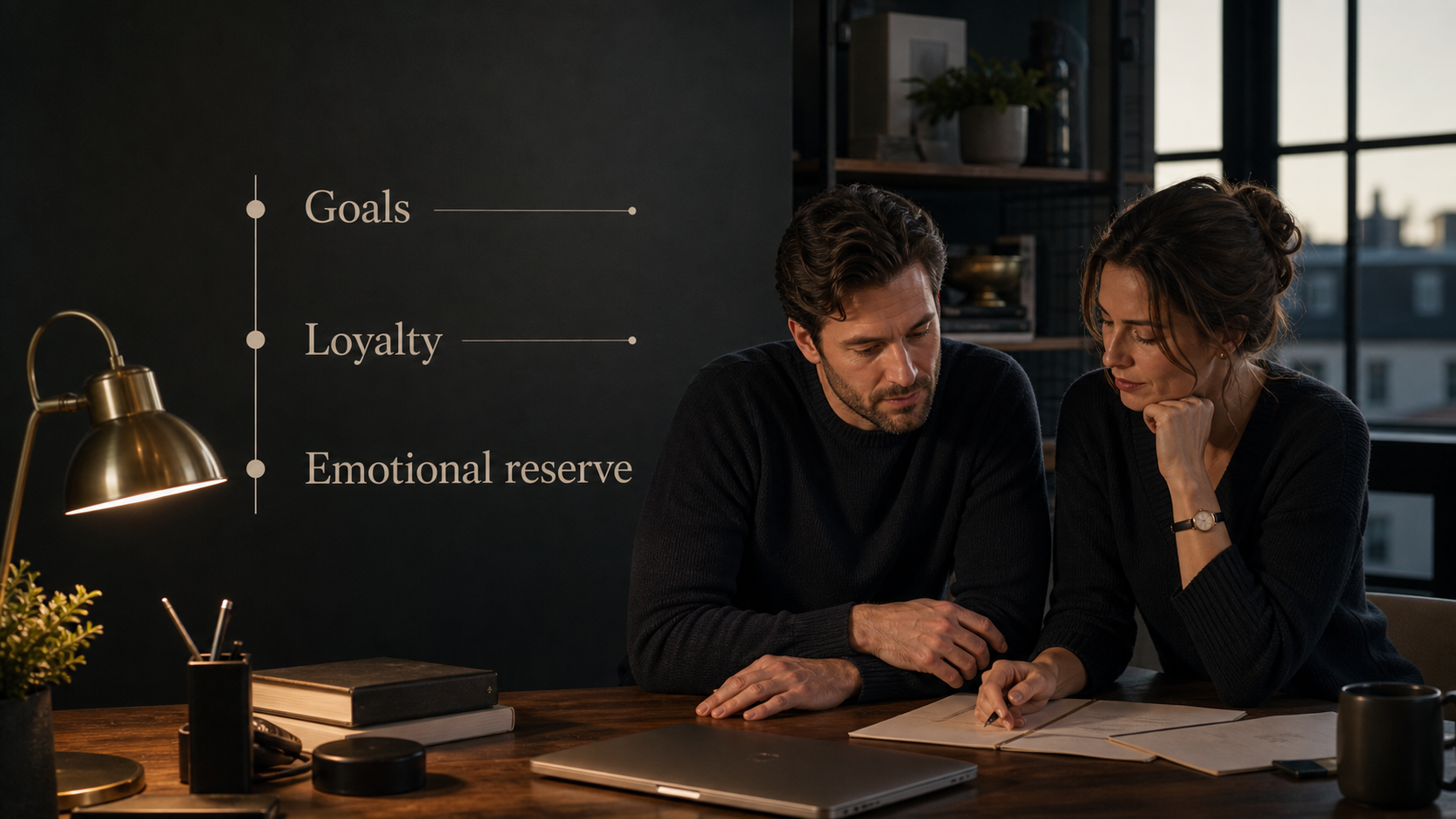 Two adults review goals loyalty and emotional reserve for Capricorn and Capricorn compatibility