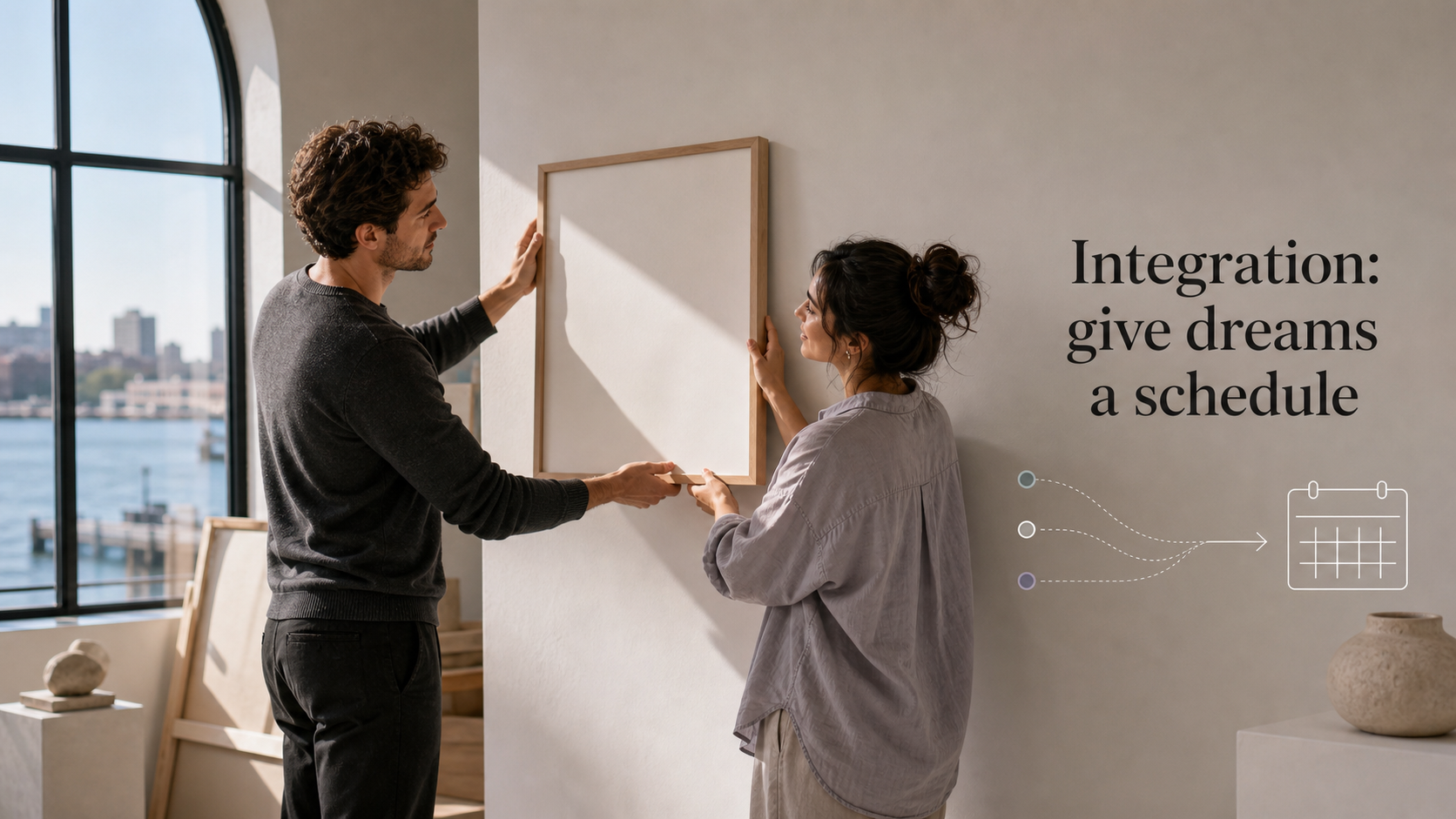 Capricorn and Pisces compatibility integration image showing partners giving dreams a schedule
