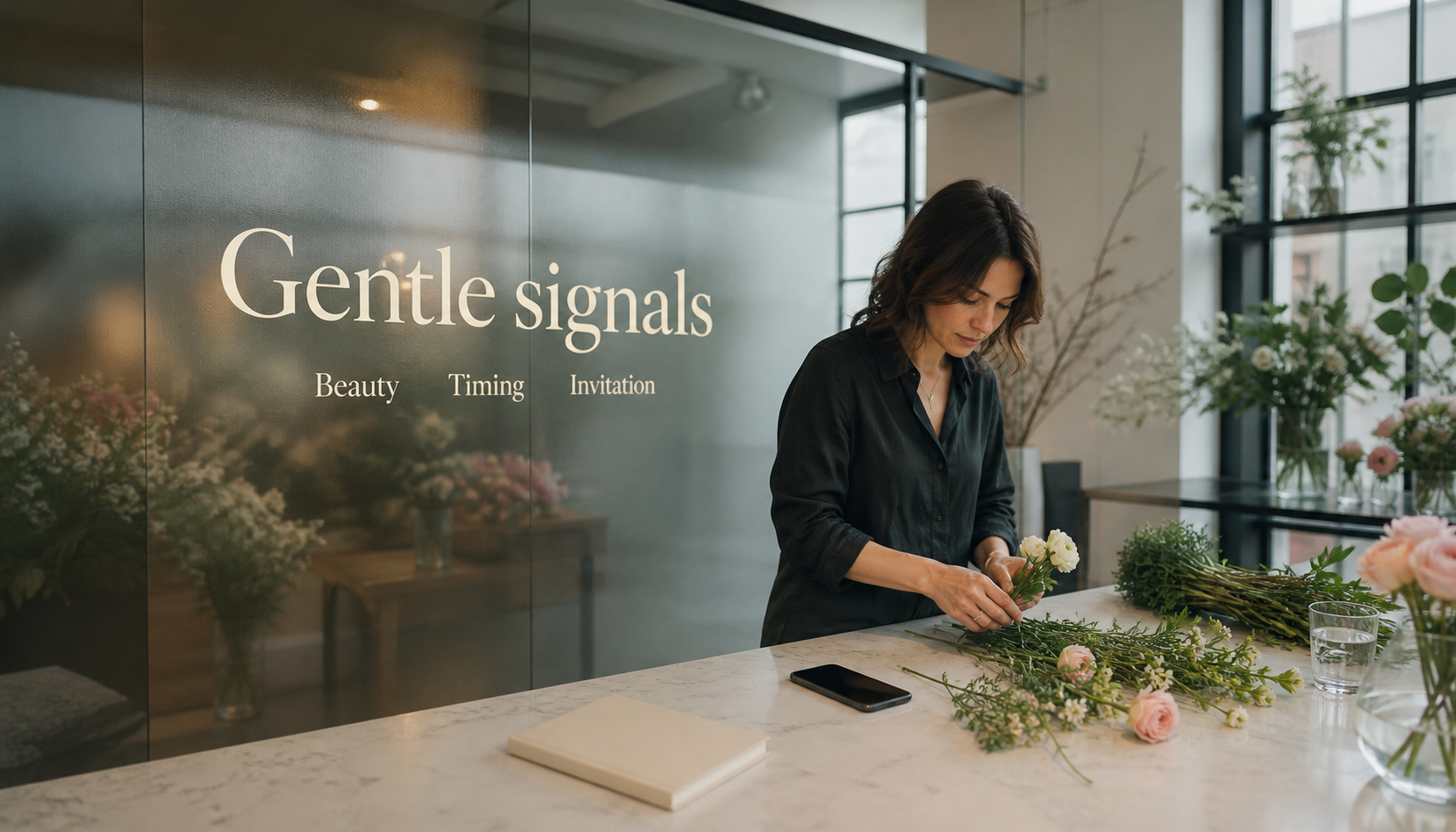 Modern design studio scene showing Libra missing someone through gentle signals and invitation