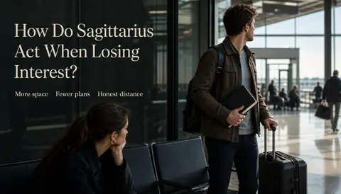 Sagittarius losing interest article hero with an arrow mid-flight, an open road, and a fading horizon