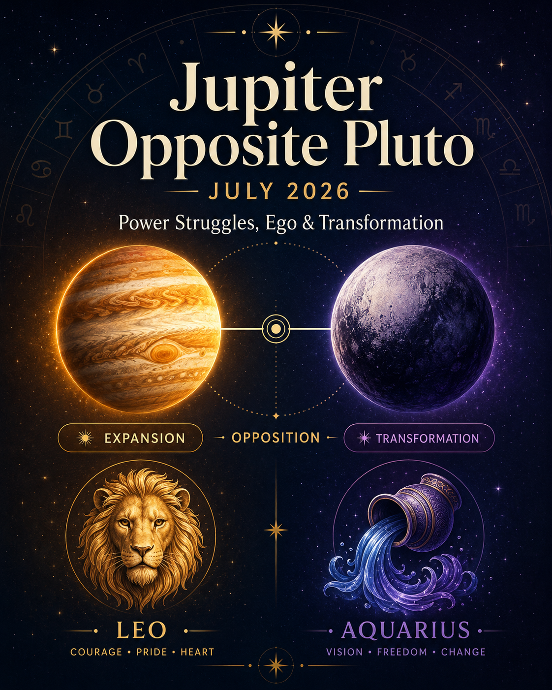Jupiter Opposite Pluto July 2026: Power Struggles, Ego & Transformation for Every Sign astrology article hero image