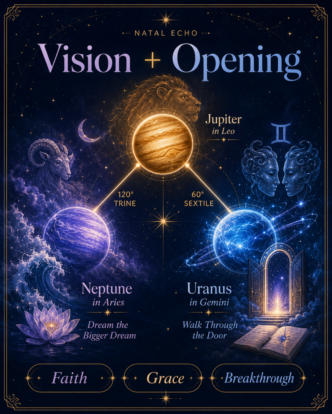Jupiter Trine Neptune & Jupiter Sextile Uranus July 2026: Inspiration, Innovation & Unexpected Grace - Jupiter trine Neptune: vision, grace, and spiritual imagination