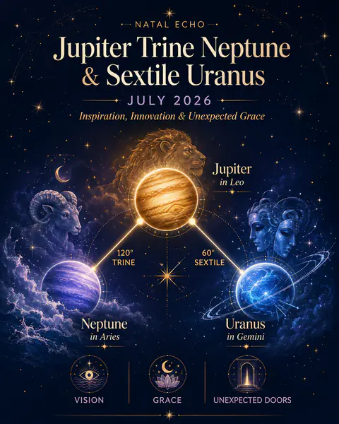 Jupiter Trine Neptune & Jupiter Sextile Uranus July 2026: Inspiration, Innovation & Unexpected Grace astrology article hero image