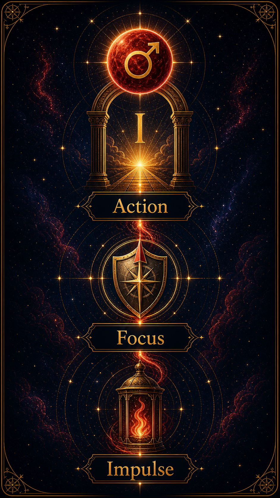 Mars in the 1st house integration image showing impulse, focus, and action
