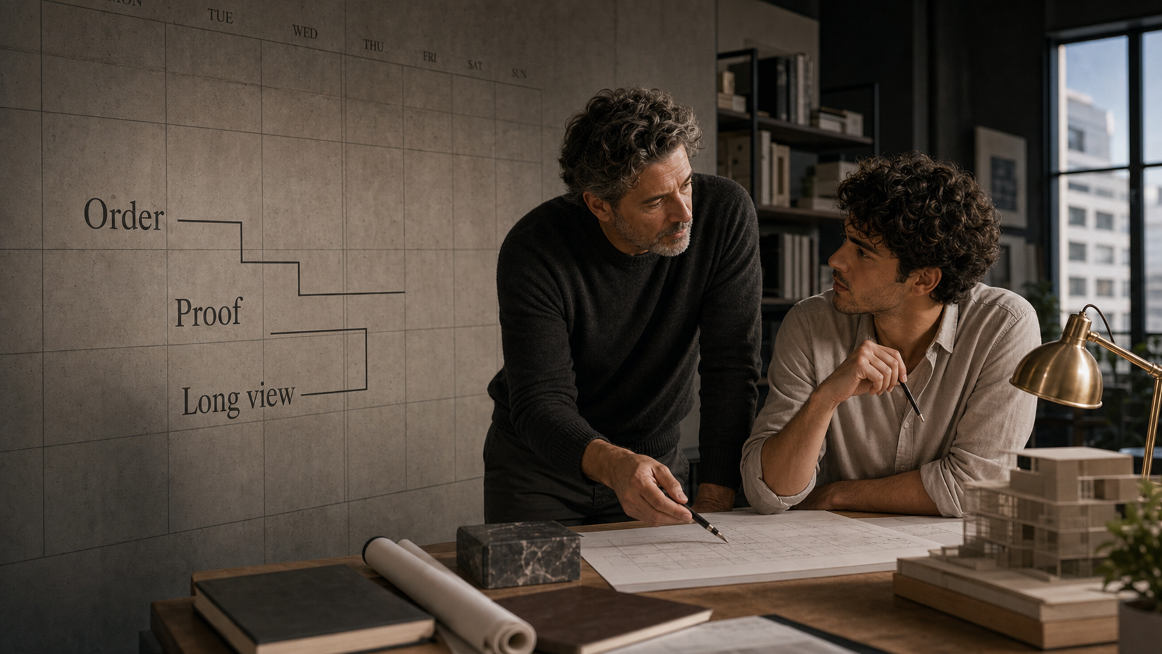 Mercury in Capricorn core themes of order proof and long view in an architectural office
