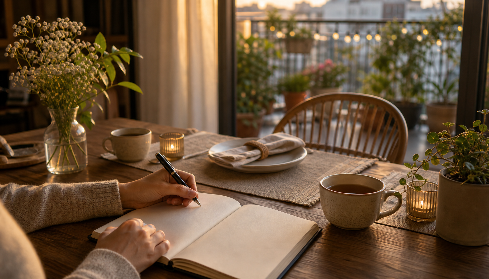Moon in the 7th house lifestyle image showing self-nurturing within partnership, emotional grounding, clear communication, and balanced one-on-one connection