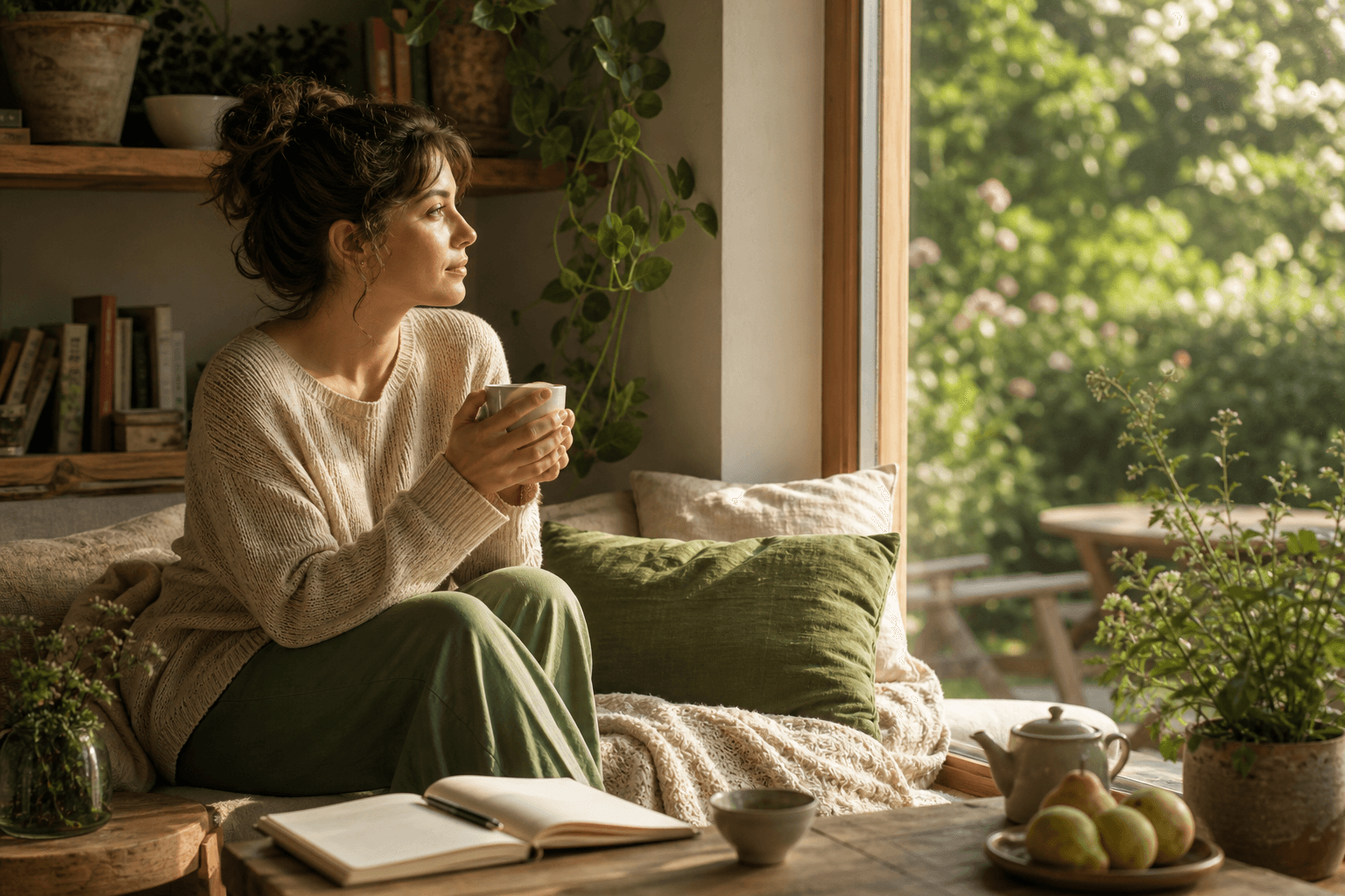 Moon in Taurus lifestyle image showing emotional security, sensory comfort, slow routines, and nature connection