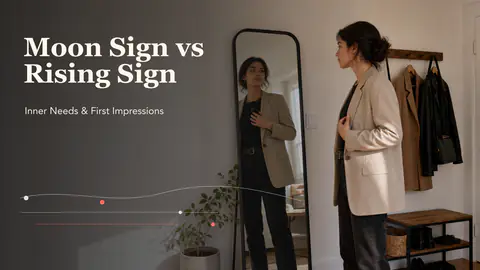 Moon Sign vs Rising Sign: Key Differences and How They Work Together hero image with article title text and visual astrology themes