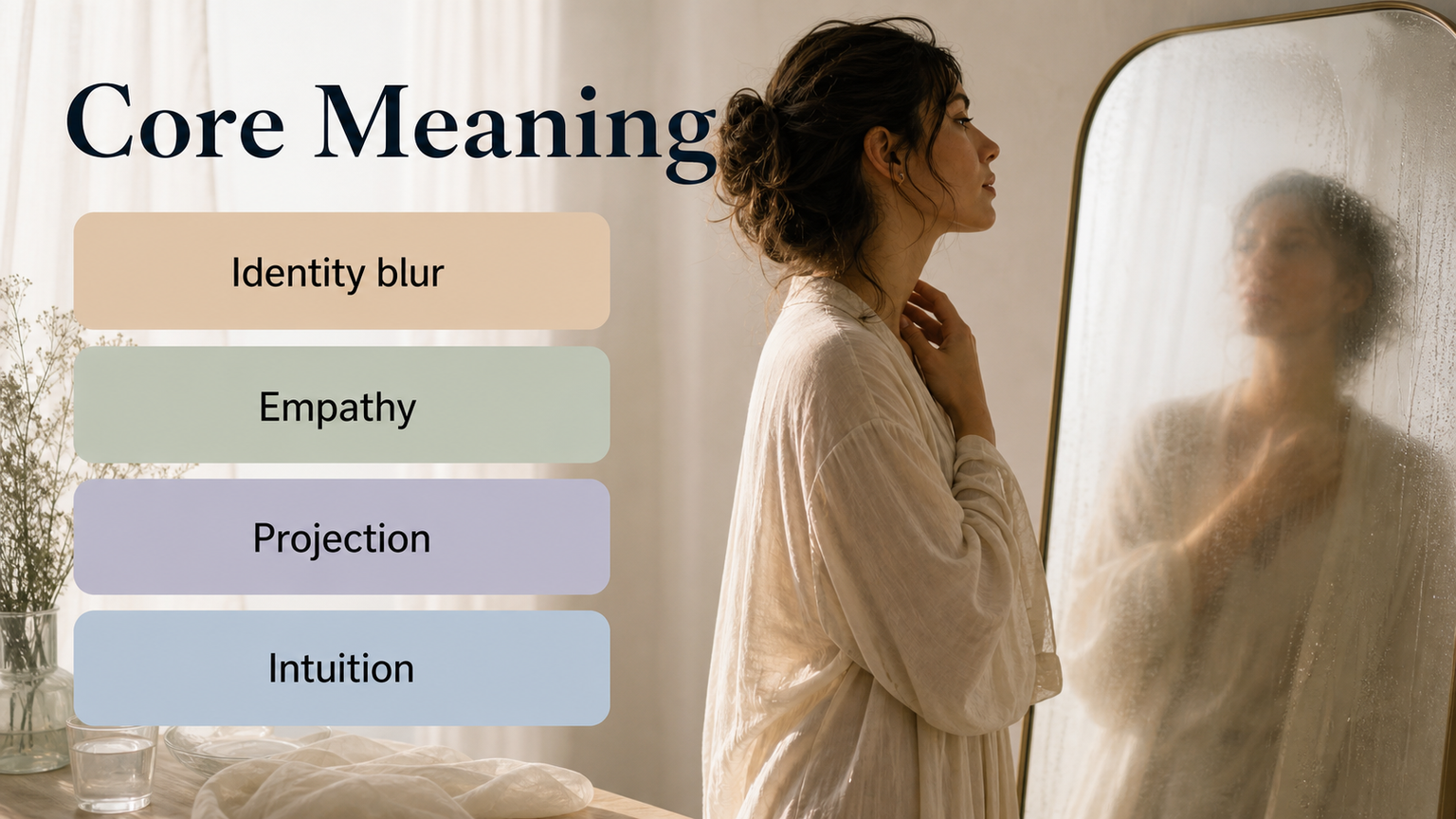 Neptune in the 1st House infographic image showing sensitivity, identity blur, empathy, projection, and intuitive presence