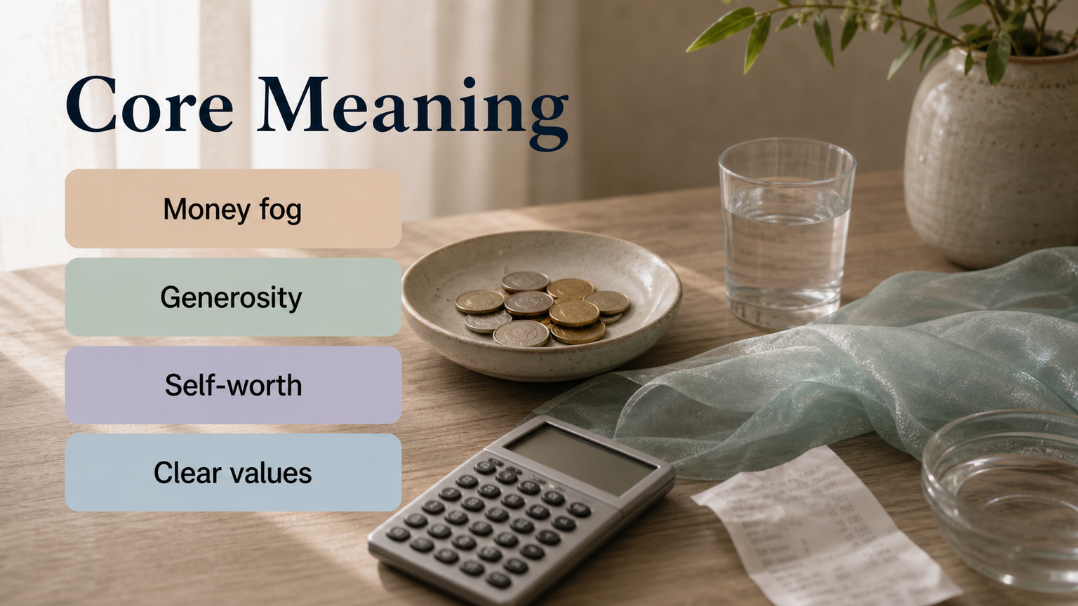 Neptune in the 2nd House infographic image showing values, money fog, generosity, self-worth, and clear resources