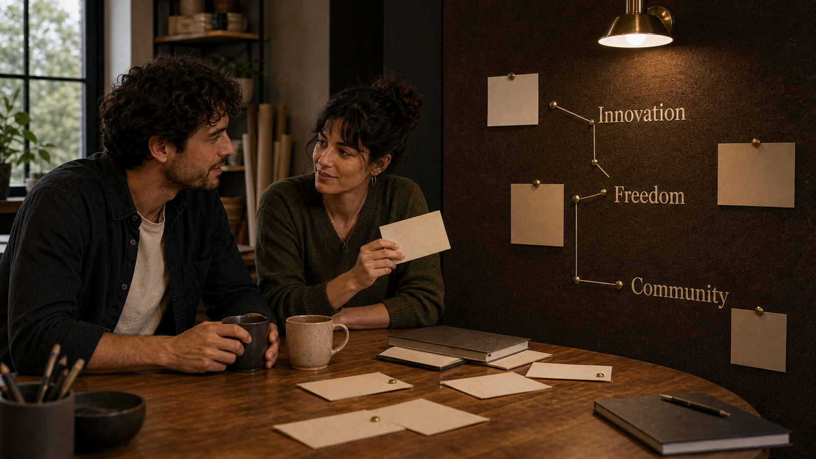 New Moon in Aquarius innovation core themes shown with blank notes for freedom community and innovation
