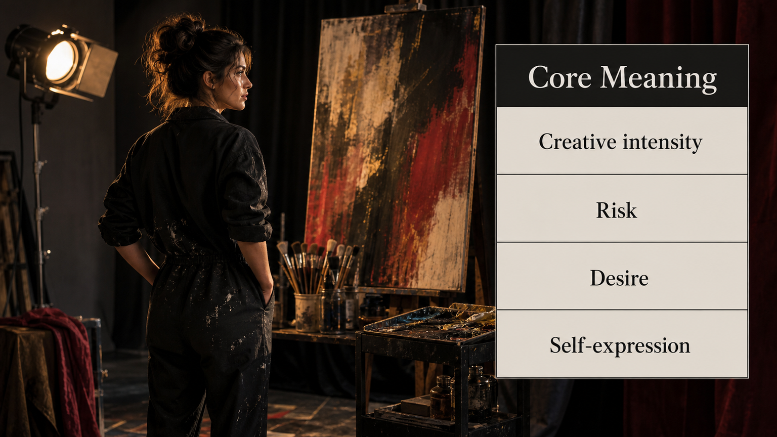 Pluto in the 5th House infographic image showing creative intensity, desire, risk, self-expression, and transforming passion