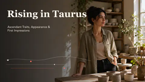 Rising in Taurus: Appearance, Personality & Ascendant Traits hero image with article title text and visual astrology themes