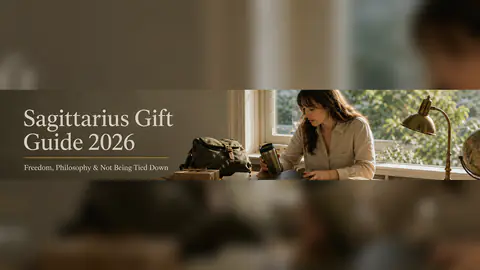 Sagittarius Gift Guide 2026: Freedom, Philosophy, and the Art of Not Being Tied Down hero image with article title text and visual astrology themes