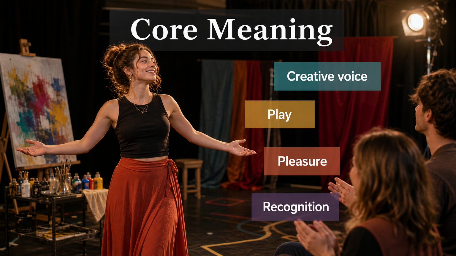 Sun in the 5th House infographic image showing creativity, joy, romance, performance, and personal expression
