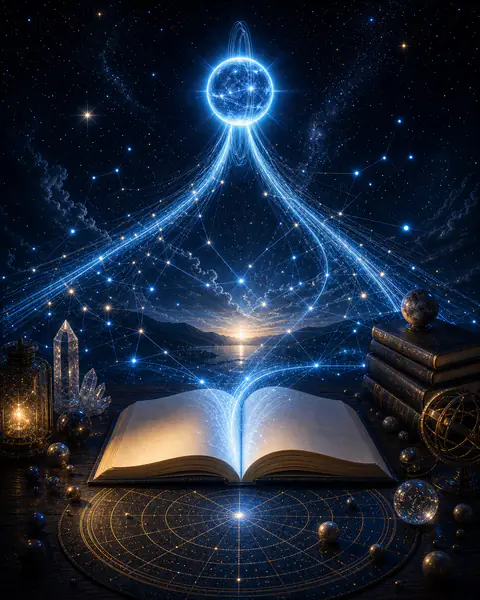 Uranus in Gemini 2026 image with electric blue planet orb, light trails, blank book, and clean chart wheel