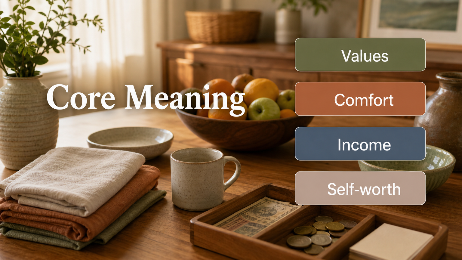 Venus in the 2nd House infographic image showing values, comfort, income, self-worth, pleasure, and resources