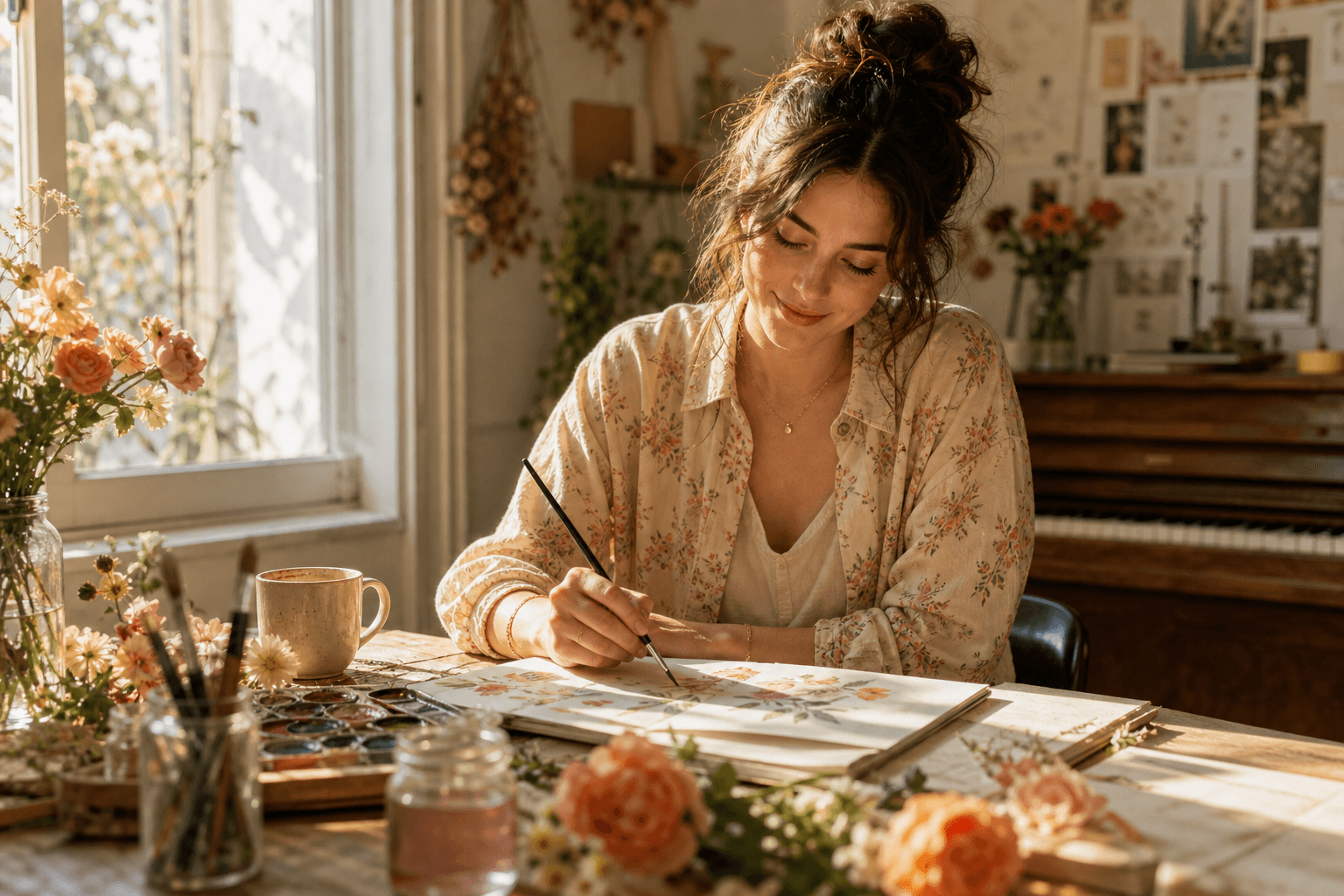 Venus in 5th house lifestyle image showing creative self-expression, playful joy, and everyday beauty