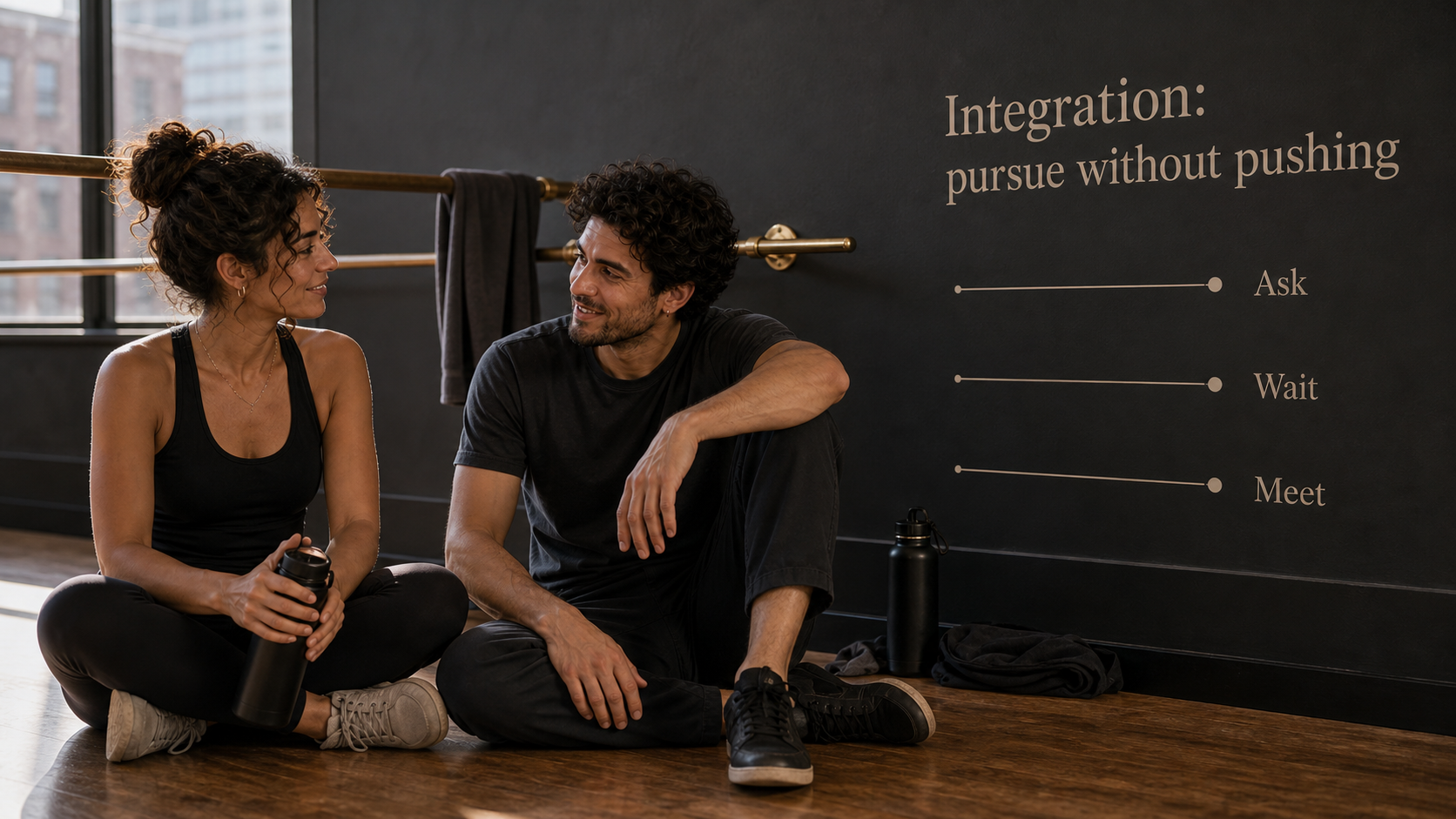 Venus in Aries integration image with pursue without pushing steps in a dance studio