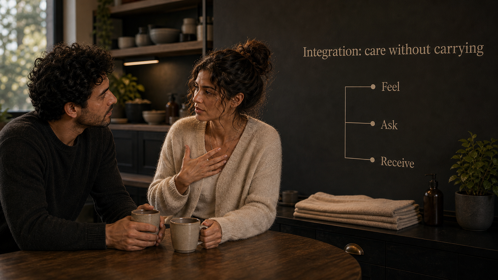 Venus in Cancer integration image with care without carrying steps in a kitchen conversation