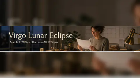 Virgo Lunar Eclipse March 3, 2026 (12°54′ Virgo): Effects on All 12 Zodiac Signs hero image with article title text and visual astrology themes