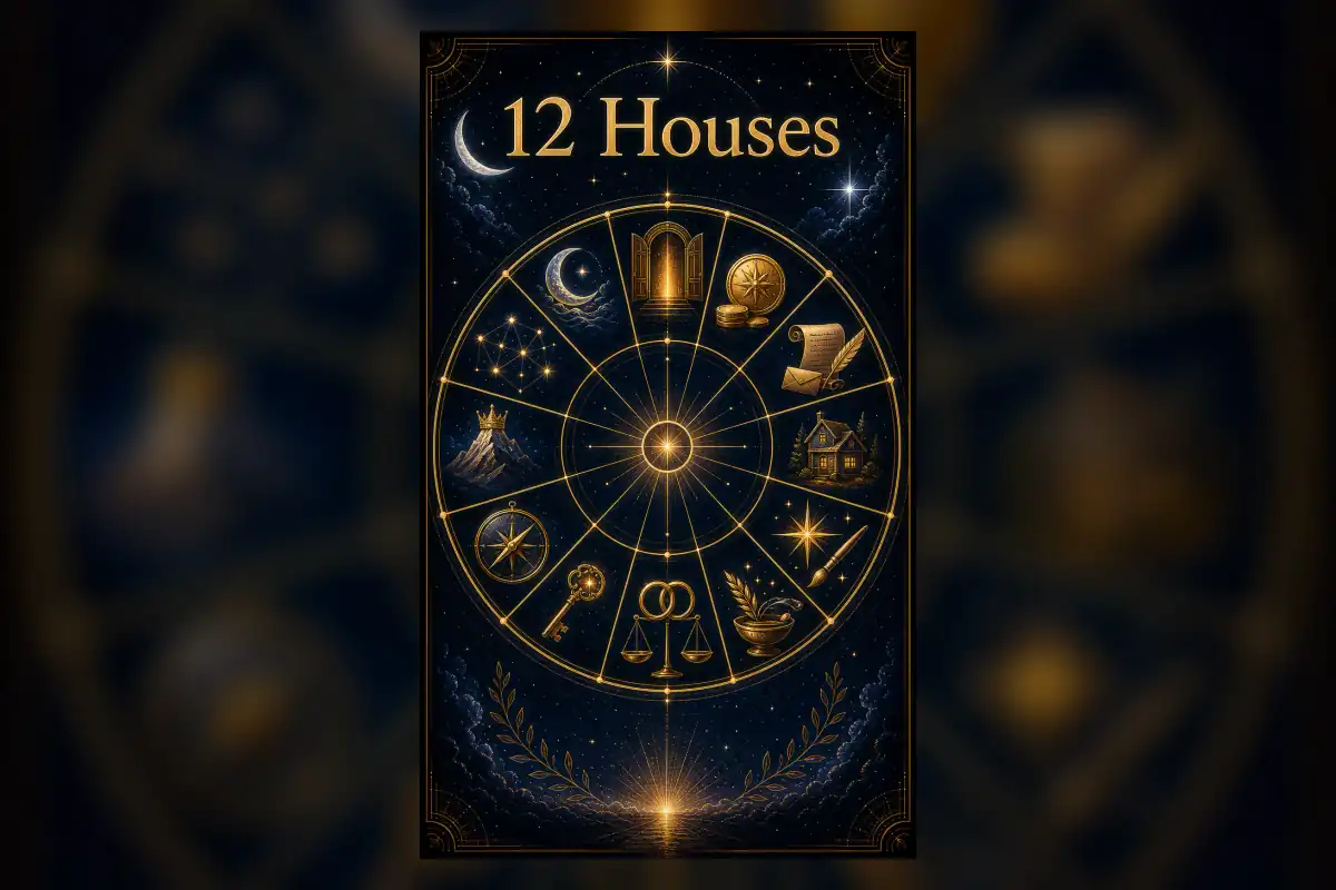 Twelve house wheel artwork for natal chart houses